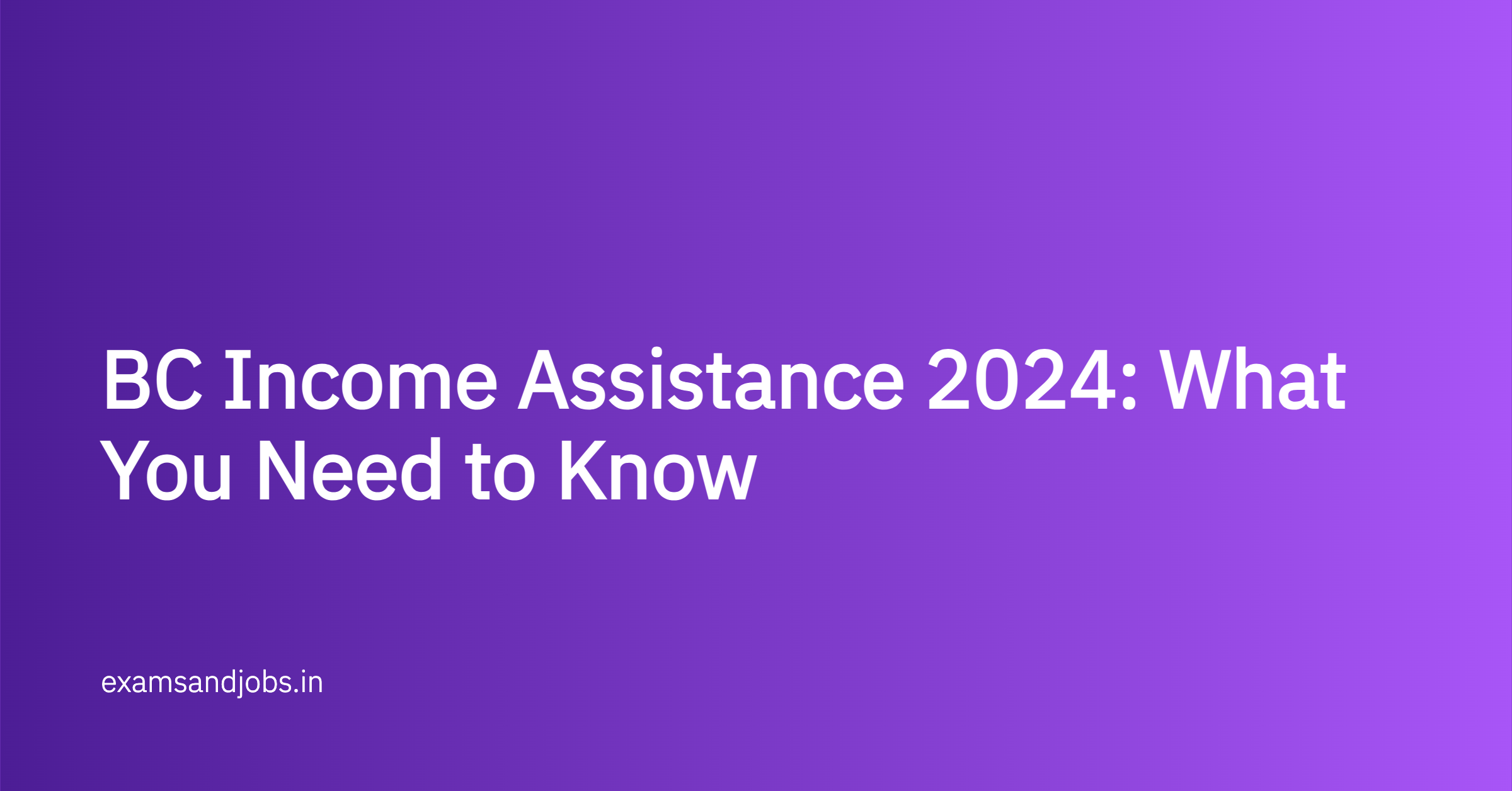 BC Income Assistance 2024: What You Need to Know